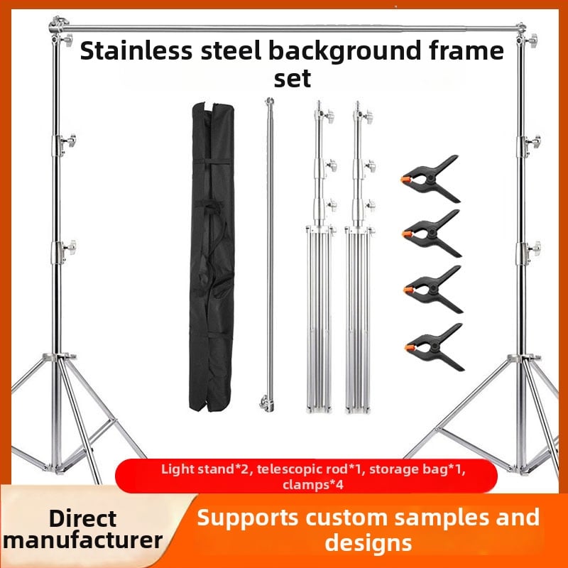 Stativ de fundal din oțel inoxidabil pentru fotografie, stativ telescopic cu 3 secțiuni pentru iluminare, înălțime de lucru 2.8 m, țevi Ø25/30/35 mm, greutate 5.5 kg, marca YIDA