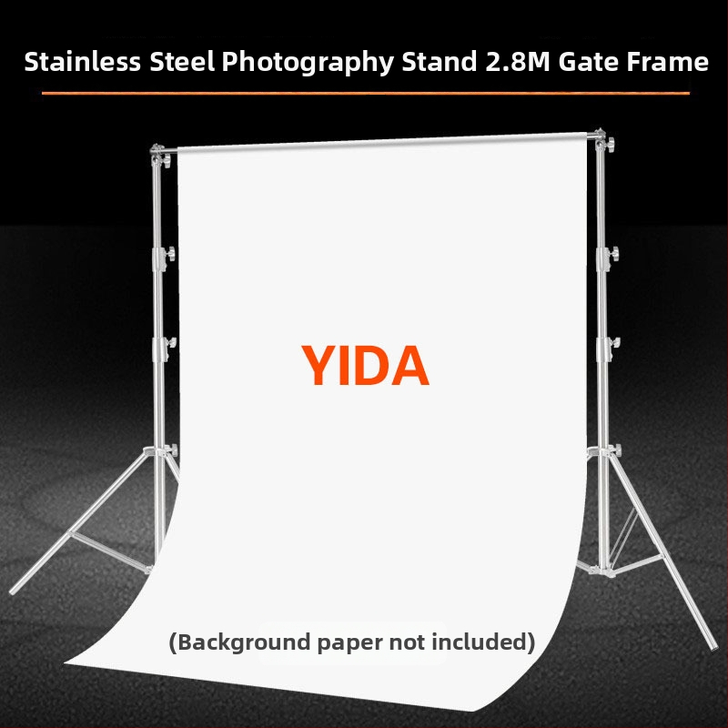 Stativ de fundal din oțel inoxidabil pentru fotografie, stativ telescopic cu 3 secțiuni pentru iluminare, înălțime de lucru 2.8 m, țevi Ø25/30/35 mm, greutate 5.5 kg, marca YIDA