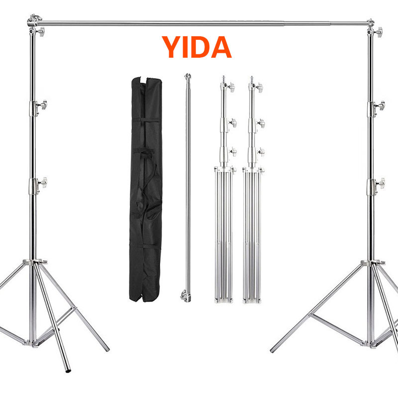Stativ de fundal din oțel inoxidabil pentru fotografie, stativ telescopic cu 3 secțiuni pentru iluminare, înălțime de lucru 2.8 m, țevi Ø25/30/35 mm, greutate 5.5 kg, marca YIDA