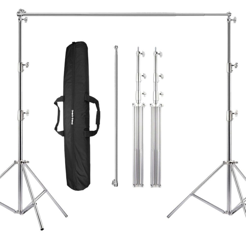 Stativ de fundal din oțel inoxidabil pentru fotografie, stativ telescopic cu 3 secțiuni pentru iluminare, înălțime de lucru 2.8 m, țevi Ø25/30/35 mm, greutate 5.5 kg, marca YIDA
