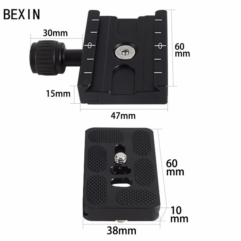 Placă de eliberare rapidă pentru cameră SLR, din aliaj de aluminiu, universală, model QR-60S, sarcină de până la 6–10 kg, greutate 0,13 g