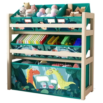 Bear Beth tömörfa játék tároló polc gyerekeknek – Cartoon stílus, logónyomás elérhető, testreszabható