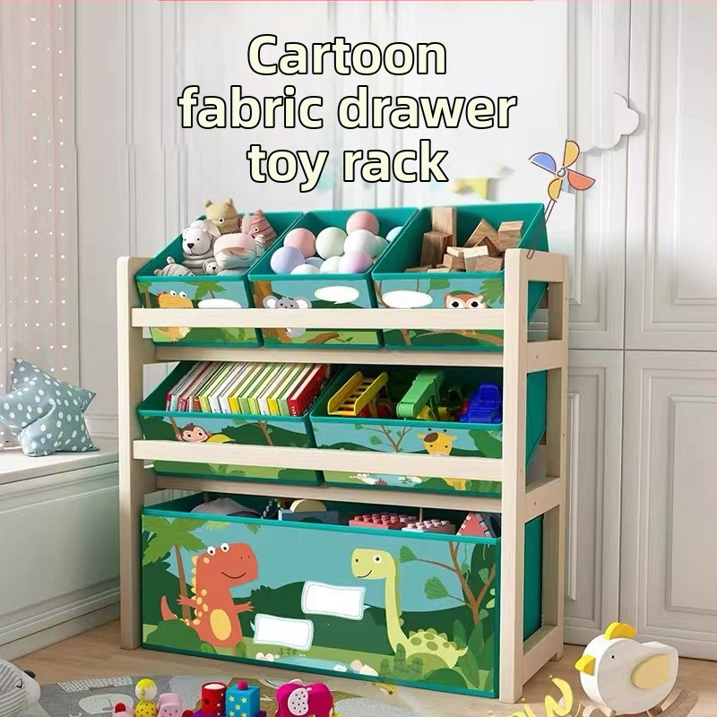 Drevený regál na hračky pre deti – cartoon štýl, Bear Beth, tlač loga k dispozícii, prispôsobenie