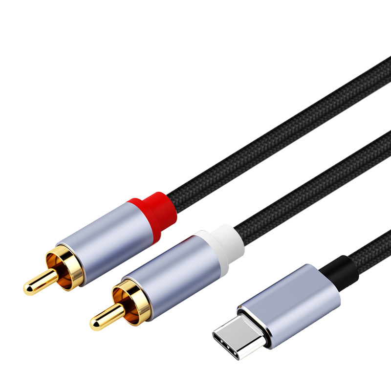 Type-C audio splitter kabel RCA, 1-2, bakreni vodiči s tinom, srebrni konektori, težina 30 g