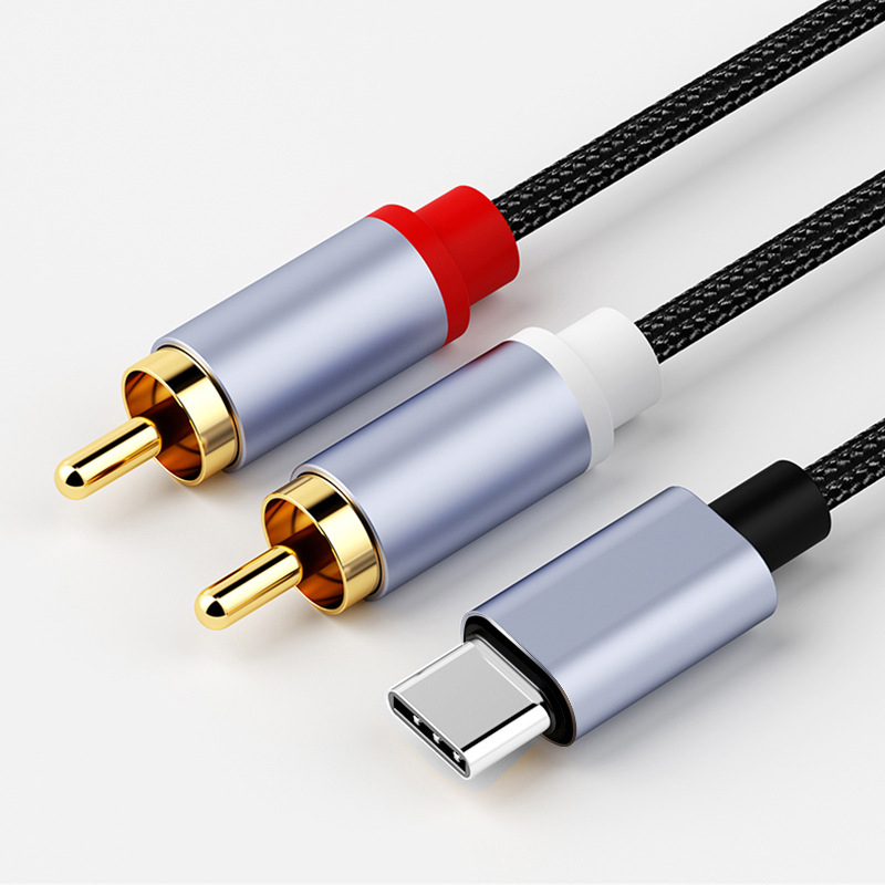 Type-C audio splitter kabel RCA, 1-2, bakreni vodiči s tinom, srebrni konektori, težina 30 g