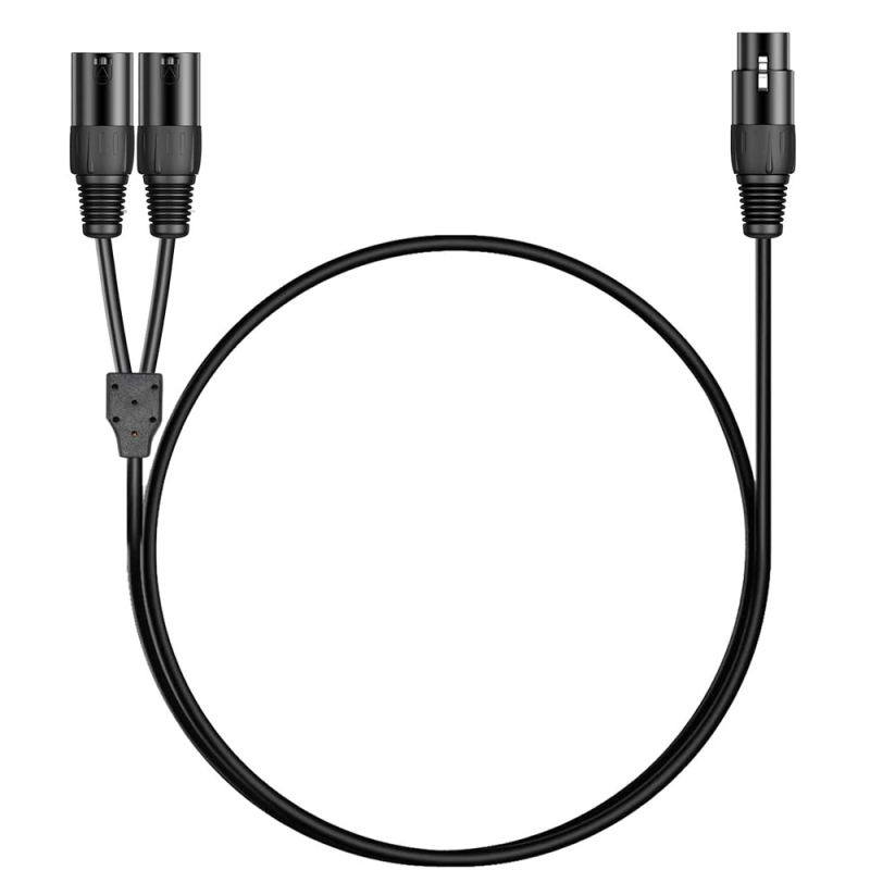 XLR audio kabel s Y splitterom: metalno kućište, muški na muški i dvostruki ženski XLR konektori, SIYUYANG, model Cannon one in two