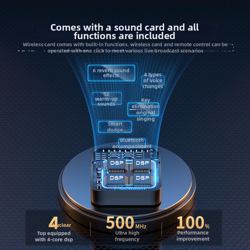 Lavalier mikrofón s integrovanou zvukovou kartou — bezdrôtový klipsový mikrofón pre živé vysielanie na mobile (Bluetooth 5.3, zabudovaná batéria 300–500 mAh, výdrž 6–8 h, frekvenčný rozsah 60 Hz–15 kHz)