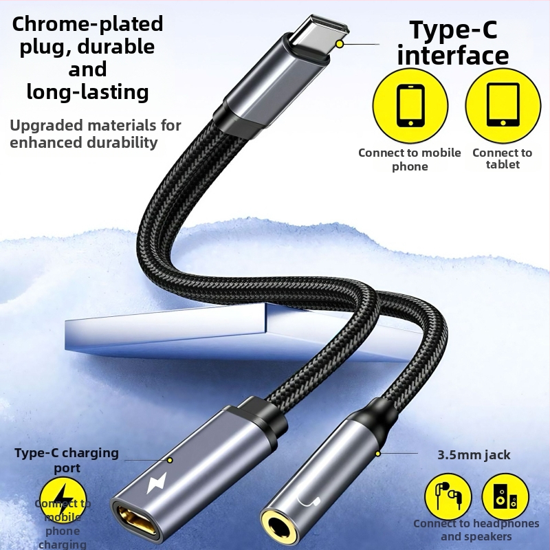 Type-C 2-u-1 pretvarač: brzo punjenje i audio adapter za iPad Pro, Samsung, Google, Huawei, Xiaomi, Motorola, Sony