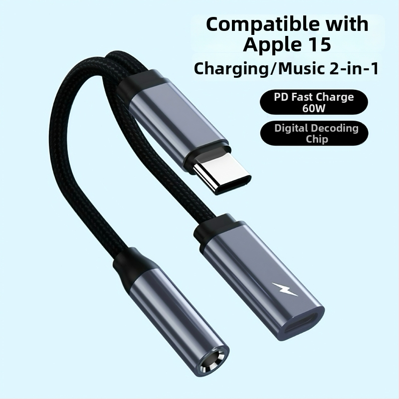 Type-C 2-u-1 pretvarač: brzo punjenje i audio adapter za iPad Pro, Samsung, Google, Huawei, Xiaomi, Motorola, Sony