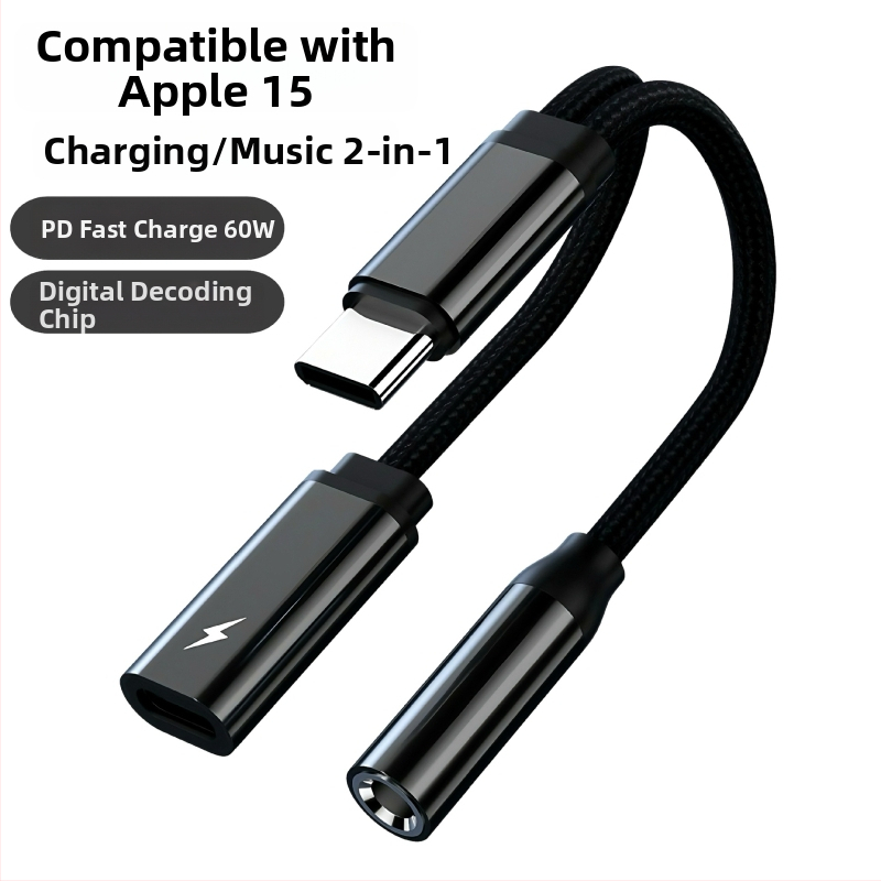 Type-C 2-u-1 pretvarač: brzo punjenje i audio adapter za iPad Pro, Samsung, Google, Huawei, Xiaomi, Motorola, Sony