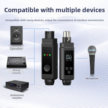 Langpu R-002 Bežični pretvarač mikrofona, 1‑na‑2 audio prijemnik/pojačalo, UHF 500–690 MHz, Omnidirekcionalni, Dinamički mikrofon