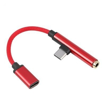 Type-C dvojfunkčný adaptér s portom pre slúchadlá a nabíjaním, kompatibilný s Huawei P20 a Mate 10 Pro, zlaté kontakty, meďové jadro