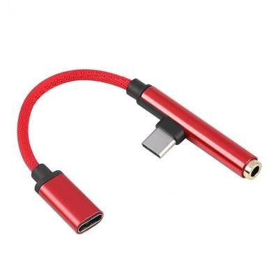 Type-C dvojfunkčný adaptér s portom pre slúchadlá a nabíjaním, kompatibilný s Huawei P20 a Mate 10 Pro, zlaté kontakty, meďové jadro