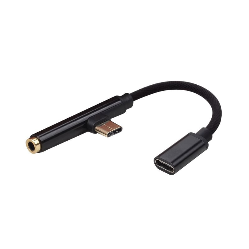 Type-C dvojfunkčný adaptér s portom pre slúchadlá a nabíjaním, kompatibilný s Huawei P20 a Mate 10 Pro, zlaté kontakty, meďové jadro