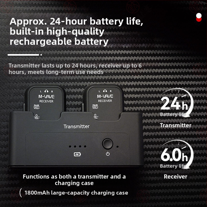 WP-12 Bezdrôtové slúchadlá na monitorovanie pre elektrickú gitaru s Bluetooth vysielačom a prijímačom (1–2)