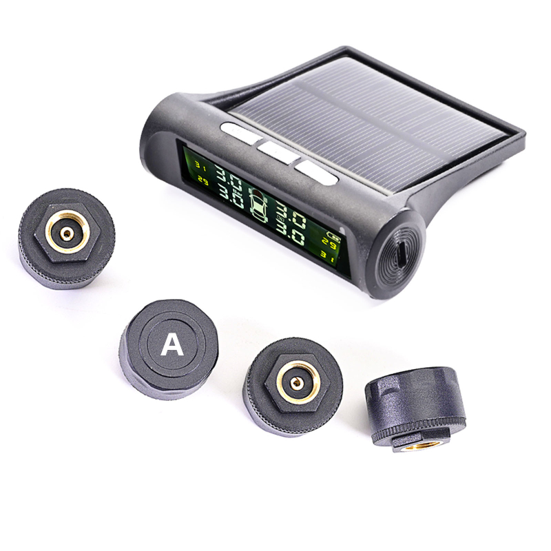 TPMS sustav za praćenje tlaka u gumama, solarno napajanje, bežično, univerzalna kompatibilnost, digitalni prikaz, raspon 0-6 bar