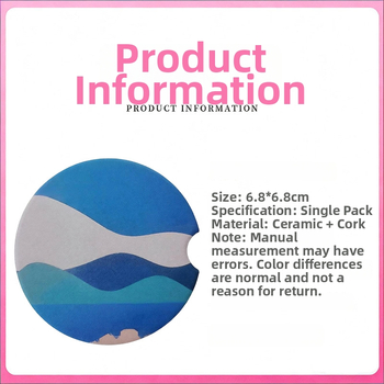 Keramická podložka pod pohár do auta - kreatívny dizajn, tepelná izolácia a vodotesnosť, vlastný vzor, tvary: kruhový, štvorcový alebo nepravidelný
