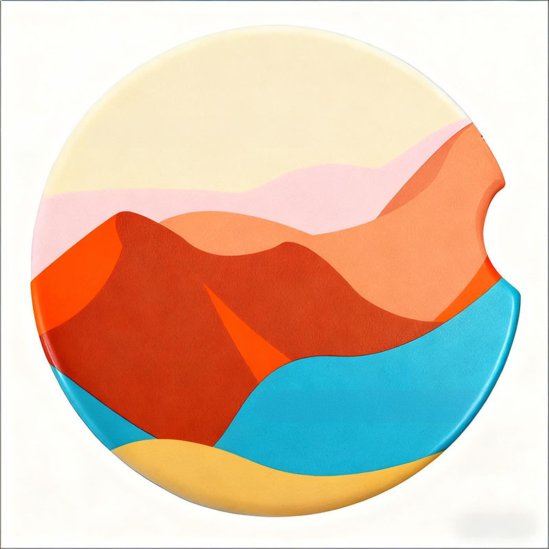 Pad ceramic pentru suportul de pahare auto - design creativ, izolație termică și rezistență la apă, model personalizat, forme: rotund, pătrat sau neregulat