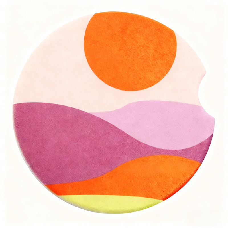 Pad ceramic pentru suportul de pahare auto - design creativ, izolație termică și rezistență la apă, model personalizat, forme: rotund, pătrat sau neregulat