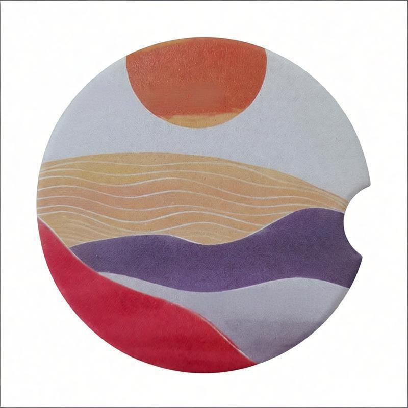 Pad ceramic pentru suportul de pahare auto - design creativ, izolație termică și rezistență la apă, model personalizat, forme: rotund, pătrat sau neregulat