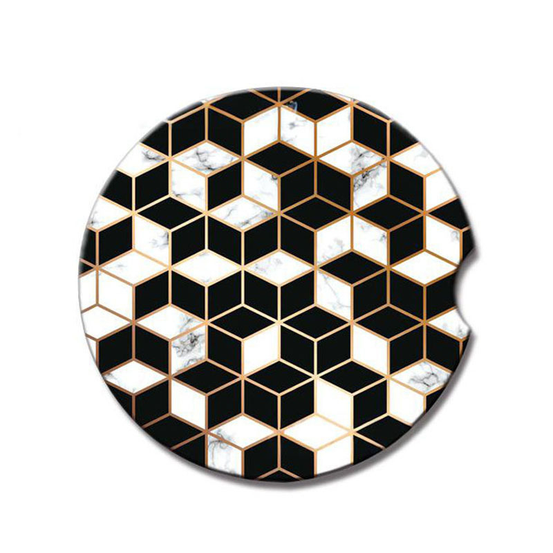 Pad ceramic pentru suportul de pahare auto - design creativ, izolație termică și rezistență la apă, model personalizat, forme: rotund, pătrat sau neregulat