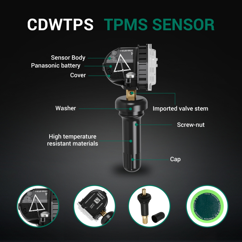 TPMS senzor tlaka guma — Modeli: 13598773, 13516165, 13506028, 13581561, 20922901N, 2285; Raspon mjerenja: 0-900; Točnost: 0.1; Težina: 30 g; Za obiteljski automobil