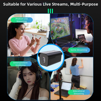 Webkamera pre živé vysielanie, 4K Ultra HD, 12 MP senzor, dvojitá kamera, automatické zaostrovanie, zabudovaný mikrofón