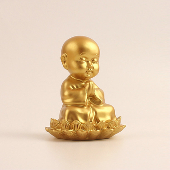 Ksitigarbha Bodhisattva resin szobor, kis szerzetes lotus ülőkével, autó dekorációhoz, Miaozi Crafts