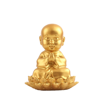 Ksitigarbha Bodhisattva resin szobor, kis szerzetes lotus ülőkével, autó dekorációhoz, Miaozi Crafts