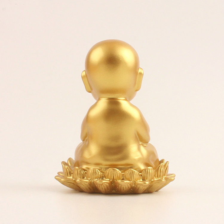 Ksitigarbha Bodhisattva resin szobor, kis szerzetes lotus ülőkével, autó dekorációhoz, Miaozi Crafts