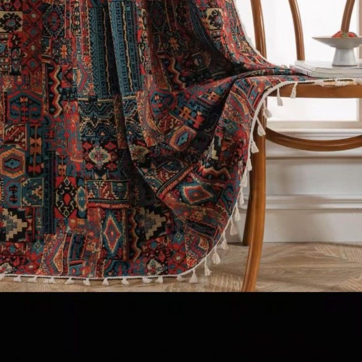 Le Xuan Show Jacquard zavjesa sa motivom suncokreta, gotova za upotrebu, pamuk-poliester smjesa, poluotamnjenja (40-70%), erker prozor, bez bušenja