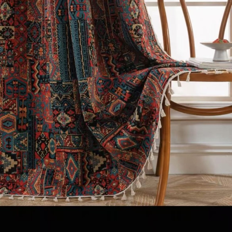 Le Xuan Show Jacquard zavjesa sa motivom suncokreta, gotova za upotrebu, pamuk-poliester smjesa, poluotamnjenja (40-70%), erker prozor, bez bušenja
