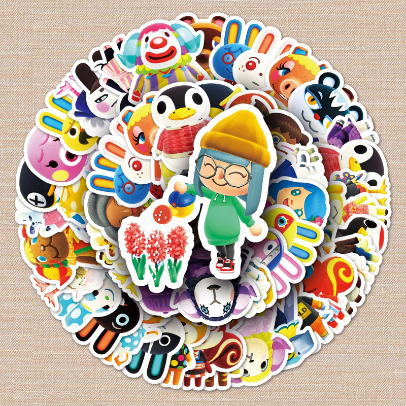 Naljepnice: Bochen Game Series Animal Crossing crtane naljepnice za prijenosno računalo, prtljagu, telefon i automobil (Ljepljivo: Da; Stil: simpatičan vjetar; Proces: offset tisak; Težina: 30 g)