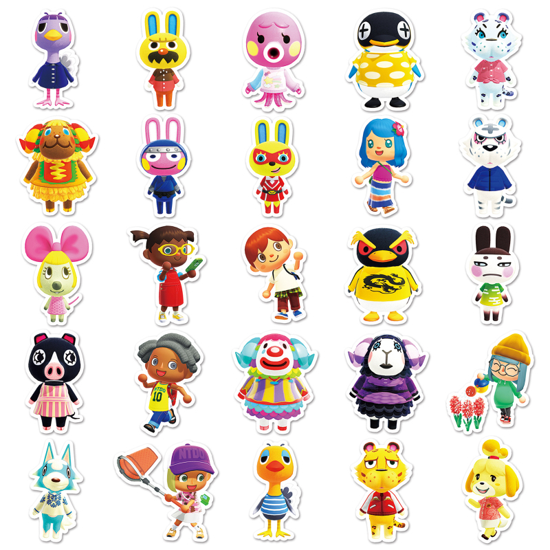 Naljepnice: Bochen Game Series Animal Crossing crtane naljepnice za prijenosno računalo, prtljagu, telefon i automobil (Ljepljivo: Da; Stil: simpatičan vjetar; Proces: offset tisak; Težina: 30 g)