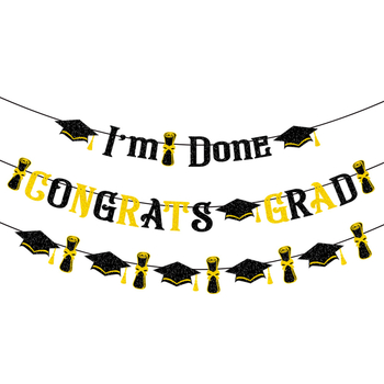 Fundal de absolvire cu steaguri din hârtie și panglici – decor pentru perete pentru ceremonia de absolvire și petrecere tematică