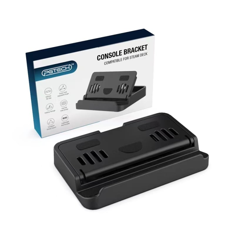 Steam Deck állítható alap-tartó 6 csúszásgátló matricával és hűtőnyílásokkal (Márka: PGTECH; Modell: Steam Deck; Anyag: ABS+PVC; Súly: 176 g)