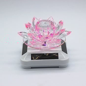 Decor auto cu lotus din cristal pentru aromaterapie, energie solară, rotație 360°, stil modern-cartoon, brand A-Tang