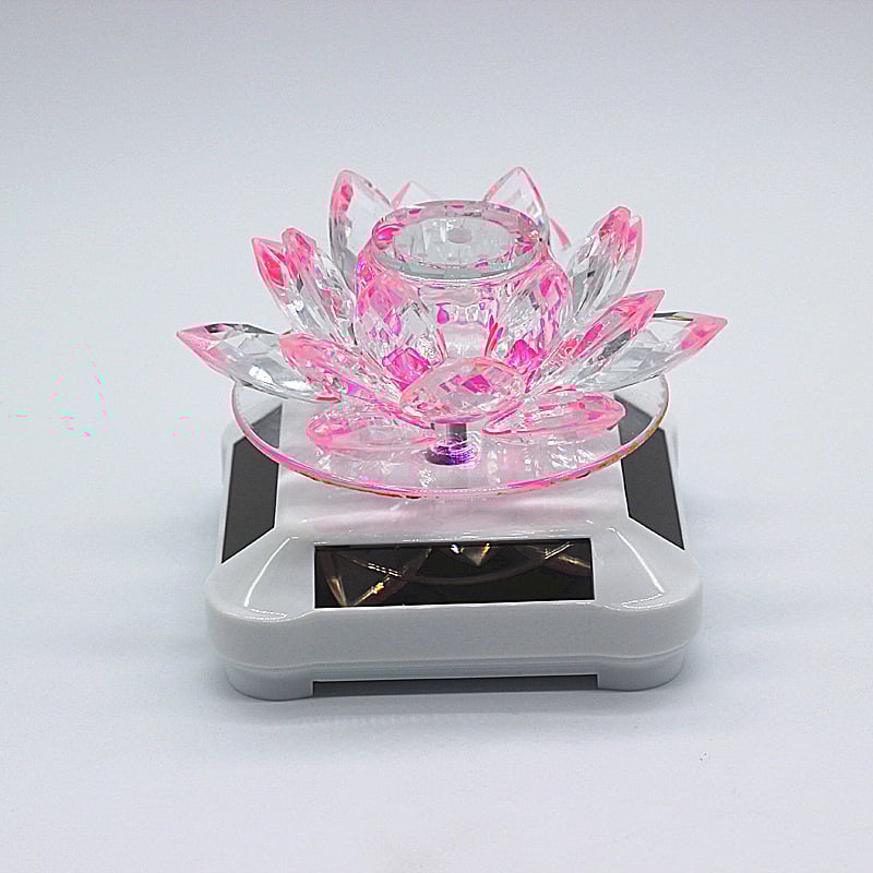 Decor auto cu lotus din cristal pentru aromaterapie, energie solară, rotație 360°, stil modern-cartoon, brand A-Tang
