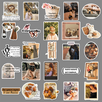 Autocolante – 50 autocolante în stil romantic francez, sofisticat, oniric și realist pentru cărți, scrisori și huse de telefon (Brand Huijiang; Adeziv: Da; Greutate: 30 g; Stil: drăguț; Producție: imprimare offset)