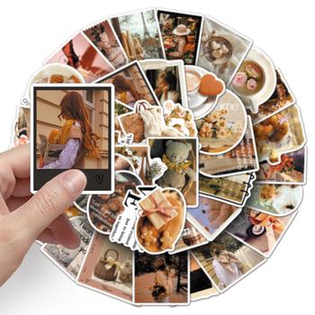 Autocolante – 50 autocolante în stil romantic francez, sofisticat, oniric și realist pentru cărți, scrisori și huse de telefon (Brand Huijiang; Adeziv: Da; Greutate: 30 g; Stil: drăguț; Producție: imprimare offset)