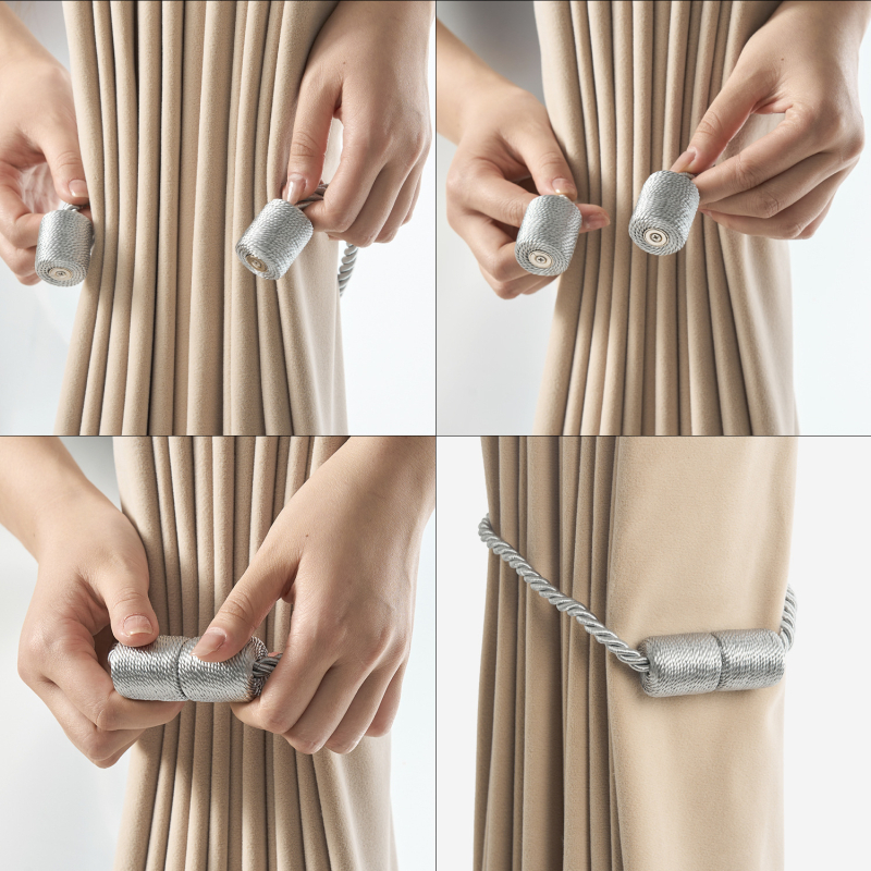 Curea magnetic cilindrică pentru perdea, design fără găuri, material: magnet, fir poliester; personalizabil; marcă privată autorizată; stil modern minimalist