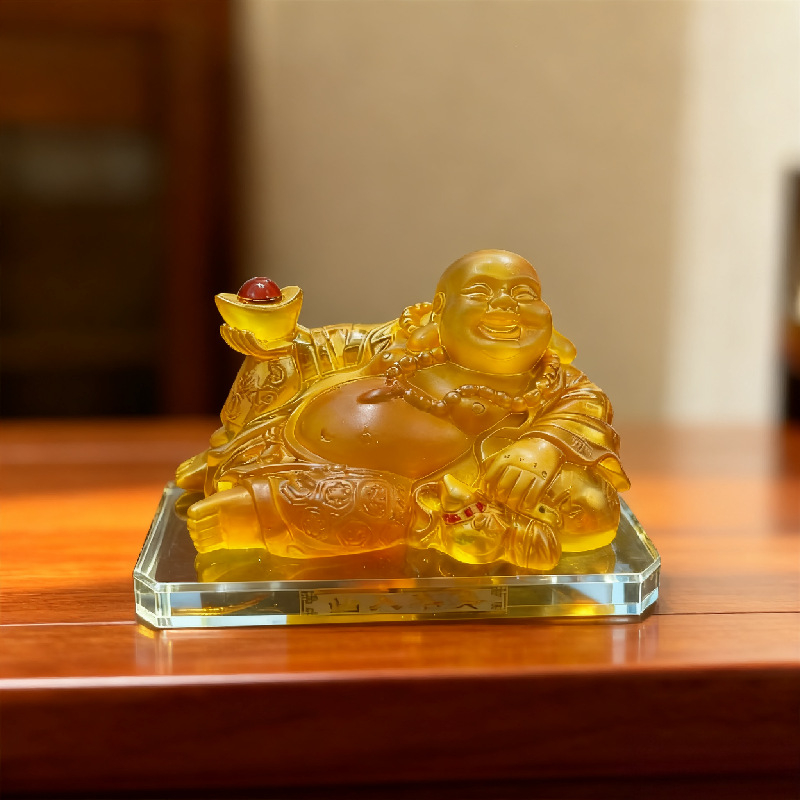 Διακοσμητικό αυτοκινήτου αρωματικό κάθισμα με Laughing Buddha, ρητίνη, κινεζικό στυλ, μάρκα Fulian Pavilion, διακοσμητικό αξεσουάρ