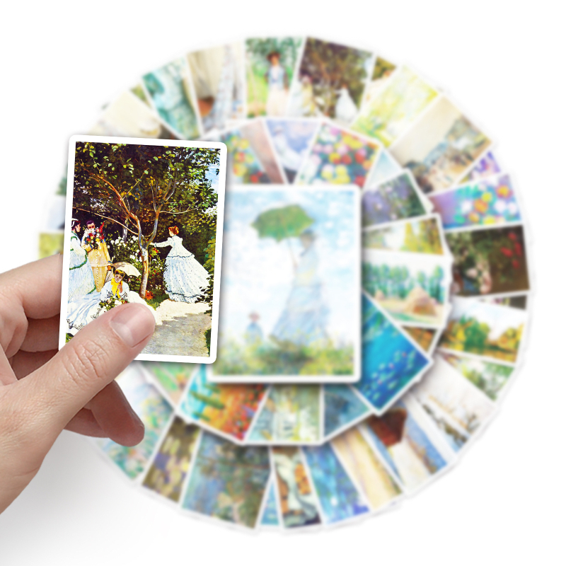 Set de autocolante pentru husă de telefon și bagaj, artă graffiti în stil Monet, impermeabil, imprimare offset, Brand Shi first, Seria Art Series; Greutate: 30 g.