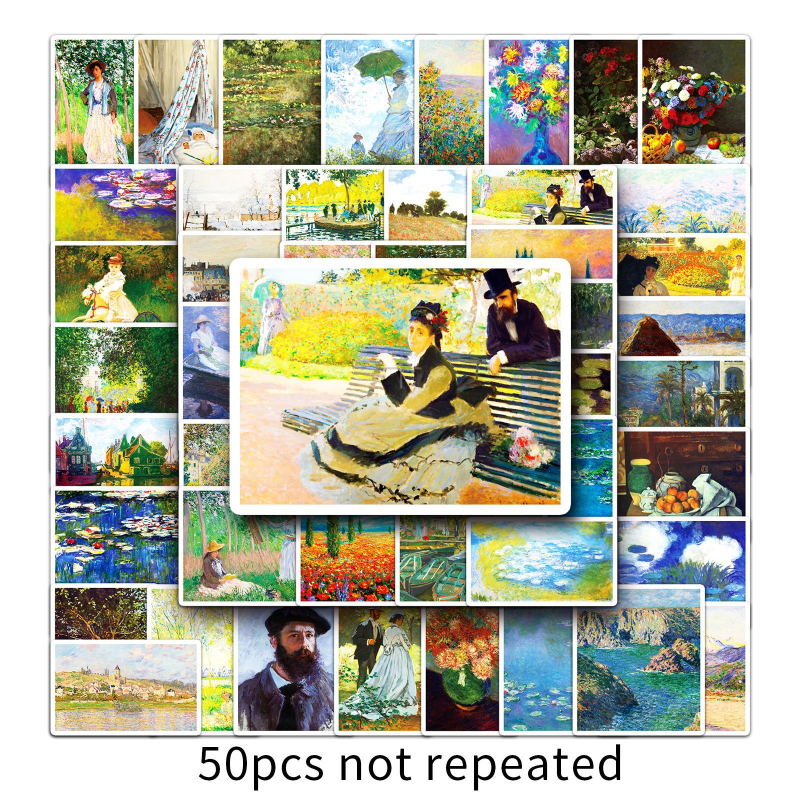 Set de autocolante pentru husă de telefon și bagaj, artă graffiti în stil Monet, impermeabil, imprimare offset, Brand Shi first, Seria Art Series; Greutate: 30 g.