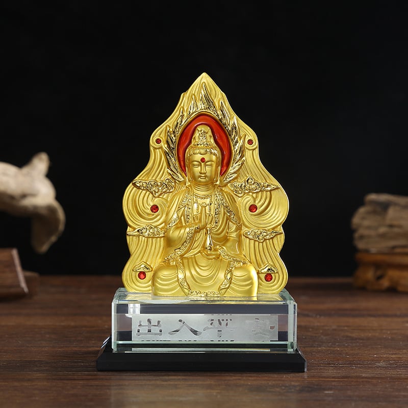Statuie Buddha pentru mașină din aliaj de zinc, stil simplu, suprafață cu insertie, personalizare disponibilă