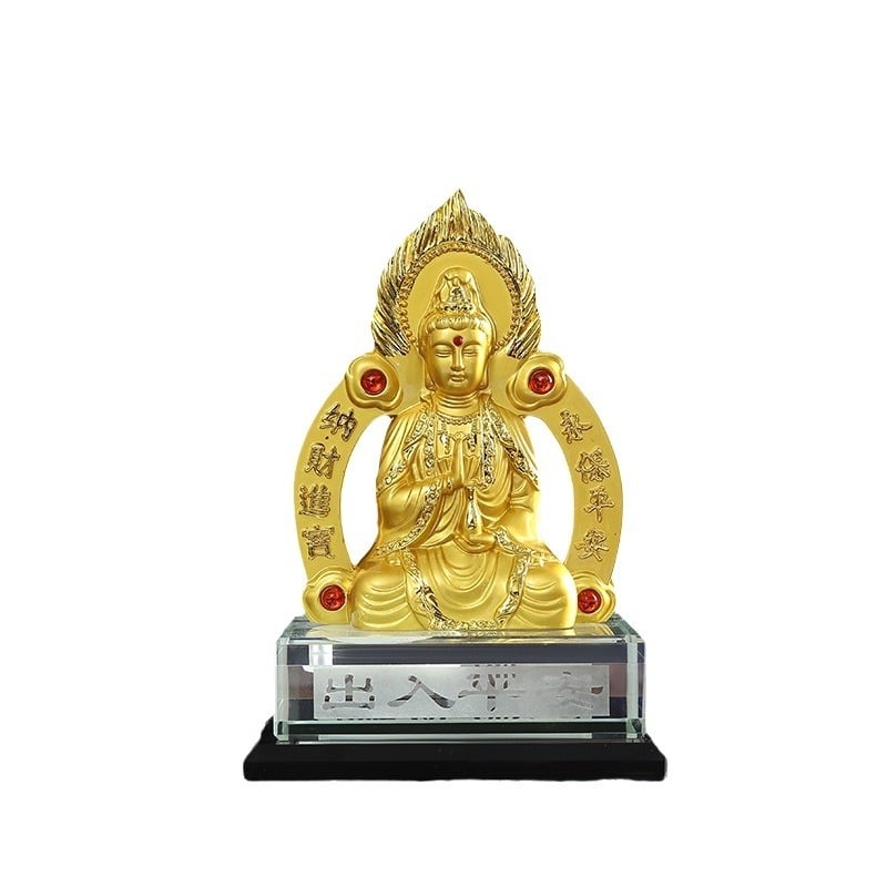 Statuie Buddha pentru mașină din aliaj de zinc, stil simplu, suprafață cu insertie, personalizare disponibilă