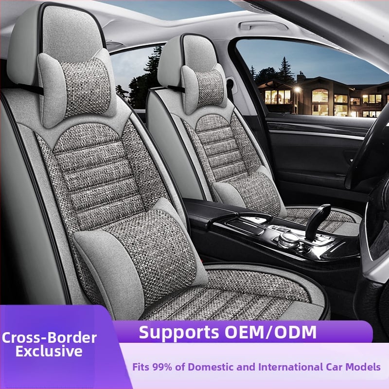 Len ülésvédők autóhoz, teljesen záródó, univerzális négyévszakos, varrás stílus, töltet: szivacs