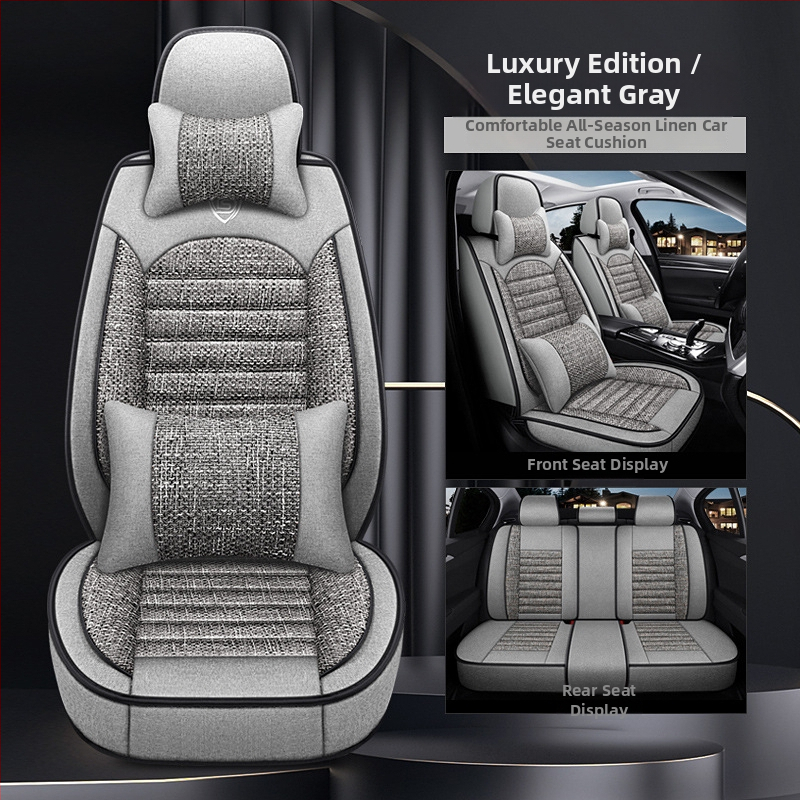 Len ülésvédők autóhoz, teljesen záródó, univerzális négyévszakos, varrás stílus, töltet: szivacs