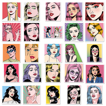 Vodootporan set naljepnica s Pop Art grafitima za futrolu telefona i prtljagu, 50 dizajna, Originalna serija, 30 g po komadu