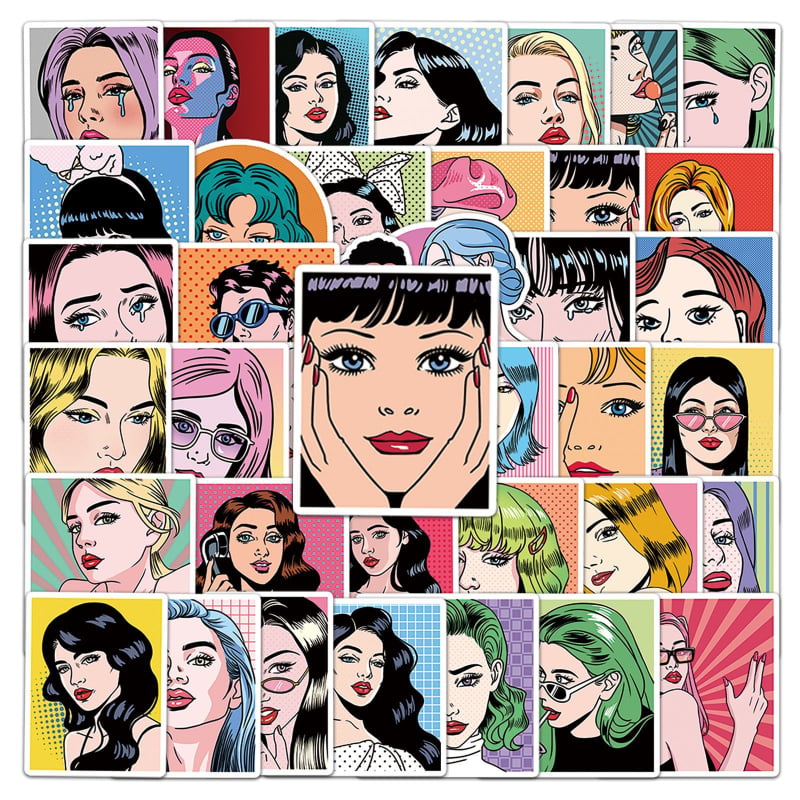 Vodootporan set naljepnica s Pop Art grafitima za futrolu telefona i prtljagu, 50 dizajna, Originalna serija, 30 g po komadu